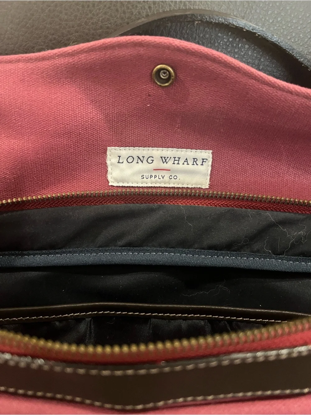 Long Wharf Canvas Tote with Dark Brown Leather Handles